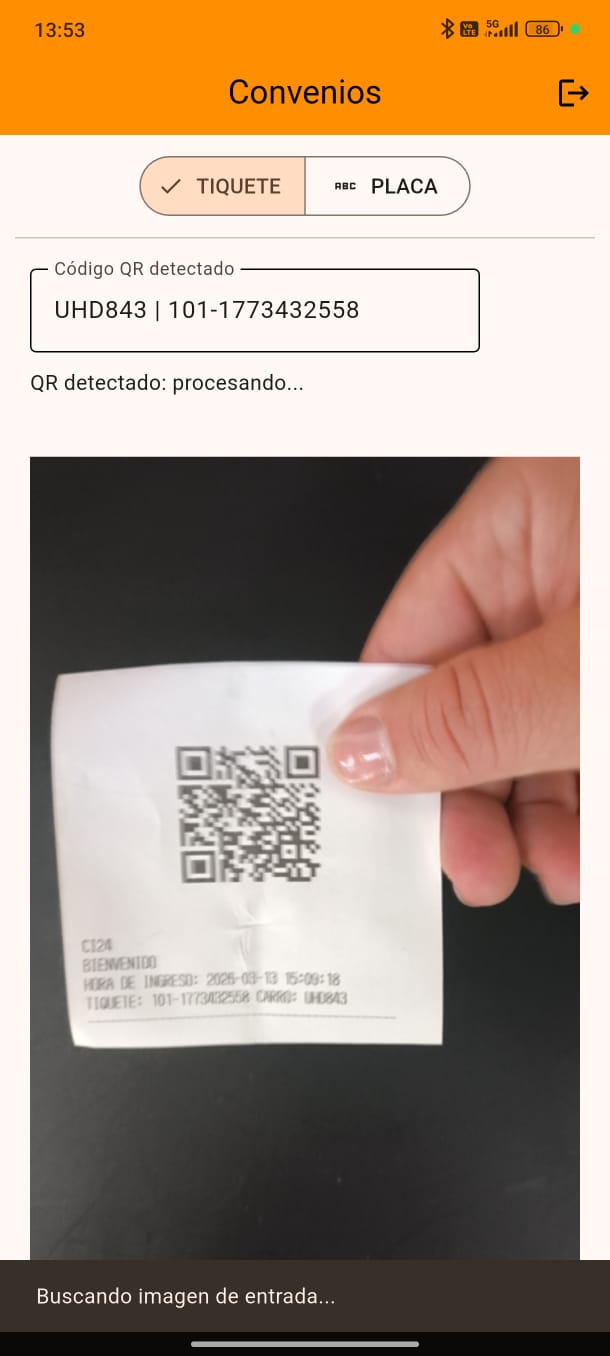 Validation App scanning parking QR ticket